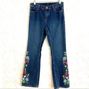 Boston Proper Embroidered Floral Jeans 6